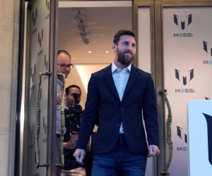 epa07854243 FC Barcelona's player Lionel Messi from Argentina presents his own clothes collection in Barcelona, Catalonia, Spain, 19 September 2019. The Leo Messi fashion collection has been designed by designer Virginia Hilfiger and his sister Maria Sol Messi.  EPA/Marta Perez