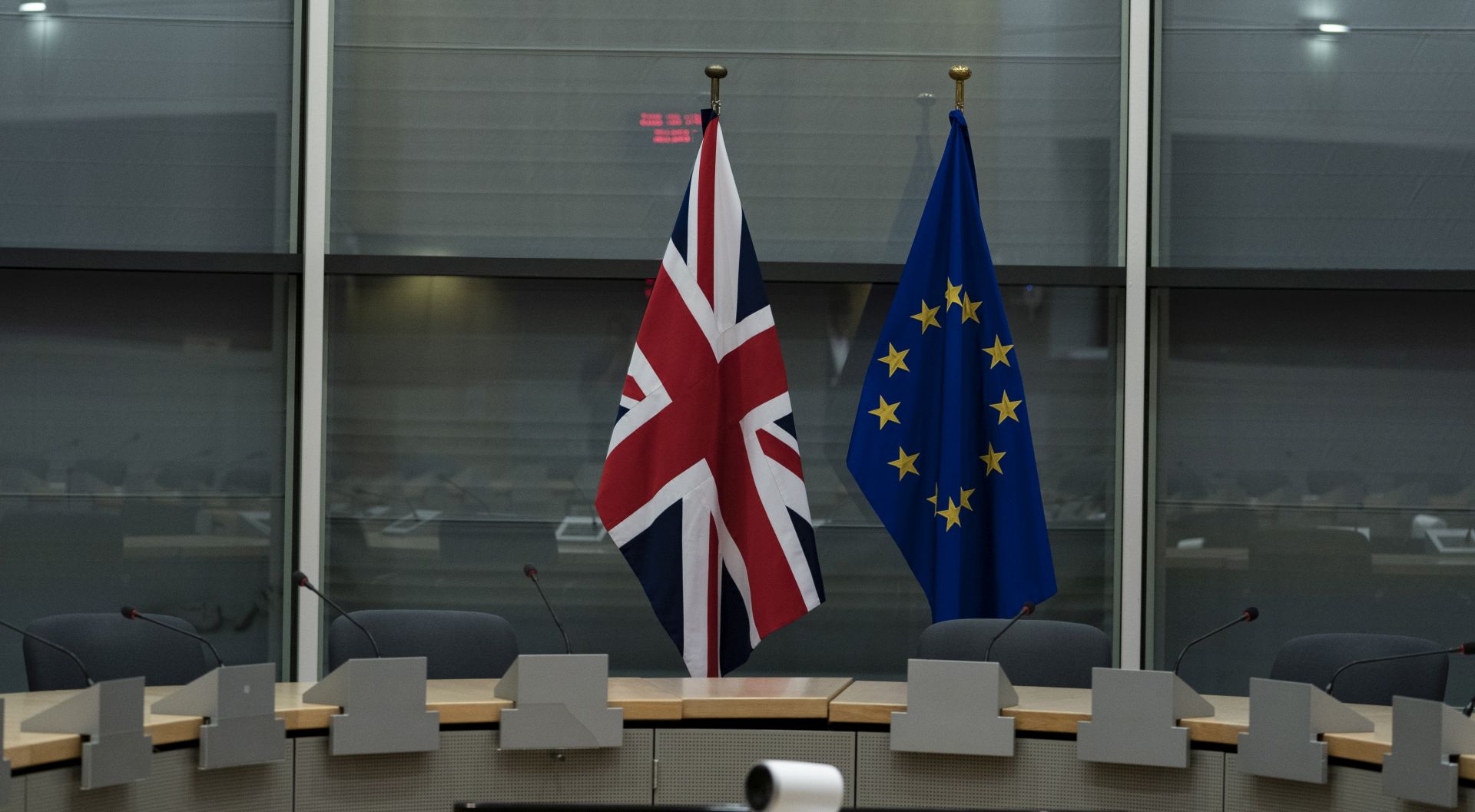 epa07855966 Table of Negotiation before a meeting of Britain's Secretary of State for Exiting the European Union Stephen Barclay with European Union's chief Brexit negotiator Michel Barnier in Brussels, Belgium, 20 September 2019.  EPA/KENZO TRIBOUILLARD / POOL