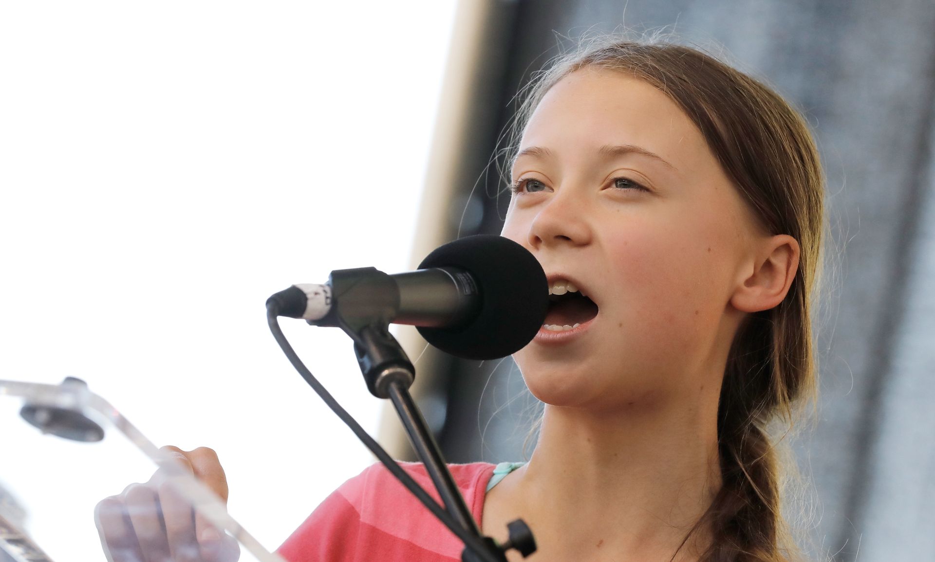epa07857713 Sixteen-year-old climate activist Greta Thunberg speaks at the Youth Climate Strike in Battery Park in New York, New York, USA, 20 September February 2019. An estimated quarter of a million people marched in New York to protest government inaction on the climate crisis.  EPA/PETER FOLEY
