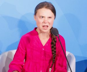 epaselect epa07864221 Greta Thunberg, the 16-years-old climate activist from Sweden, addresses world leaders at the start of the 2019 Climate Action Summit which is being held in advance of the General Debate of the General Assembly of the United Nations at United Nations Headquarters in New York, New York, USA, 23 September 2019. World Leaders have been invited to speak at the event, which was organized by the United Nations Secretary-General Antonio Guterres, for the purpose of proposing plans for addressing global climate change. The General Debate of the 74th session of the UN General Assembly begins on 24 September.  EPA/JUSTIN LANE