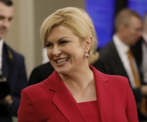 epa07866601 President of Croatia, Kolinda Grabar-Kitarovic, smiles as she arrives to the 74th session of the General Assembly of the United Nations at United Nations Headquarters in New York, New York, USA, 24 September 2019. The annual meeting of world leaders at the United Nations runs until 30 September 2019.  EPA/PETER FOLEY