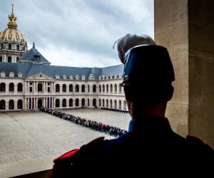 epa07879653 A French army Cadet looks at the people queuing to pay tribute to the late former French President Jacques Chirac at the National Invalides Hotel where his coffin is displayed for a public tribute, following his death in Paris, France, 29 September 2019. The former French president Jacques Chirac died on 26 September in Paris, aged 86. Chirac's health was troubled ever since a 2005 stroke he suffered while still in office. He was head of state from 1995 to 2007, was twice president, twice prime minister and 18 years mayor of Paris.  EPA/CHRISTOPHE PETIT TESSON