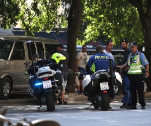 12.08.2019.,  Split - U Dubrovackoj ulici sudarili su se motocikl i osobni automobil. Jedna osoba prevezena je u splitsku bolnicu. 
 Photo: Miranda Cikotic/PIXSELL