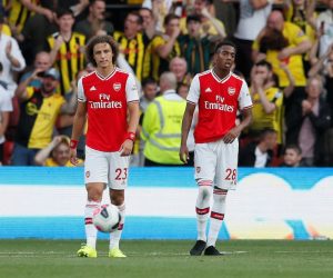 Premier League - Watford v Arsenal Soccer Football - Premier League - Watford v Arsenal - Vicarage Road, Watford, Britain - September 15, 2019  Arsenal's David Luiz and Joe Willock look dejected after conceding their second goal REUTERS/David Klein  EDITORIAL USE ONLY. No use with unauthorized audio, video, data, fixture lists, club/league logos or "live" services. Online in-match use limited to 75 images, no video emulation. No use in betting, games or single club/league/player publications.  Please contact your account representative for further details. DAVID KLEIN