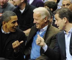 epa07872758 (FILE) - Then US President Barack Obama (L) greets then Vice President Joe Biden (C) and his son Hunter Biden as they attend a college basketball game, at the Verizon Center in Washington, DC, USA, 30 January 2010(reissued 27 September 2019). An impeachment inquiry against US President Donald J. Trump has been initiated following a whistleblower complaint over his dealings with Ukraine. The whistleblower alleges that Trump had demanded Ukrainian investigations into US Presidential candidate Joe Biden and his son Hunter Biden's business involvement in Ukraine.  EPA/ALEXIS C. GLENN / POOL *** Local Caption *** 02011904