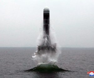 epa07890798 A photo released by the official North Korean Central News Agency (KCNA) shows the successful launch from a submarine of a Pukguksong-3, a new-type ballistic missile 
by the Academy of Defence Science of the Democratic People's Republic of Korea, in the waters off Wonsan Bay of the East Sea of Korea, 02 October 2019. According to South Korea's Joint Chiefs of Staff (JCS), North Korea again fired balistic missiles toward the East Sea ahead of the envisioned resumption of the stalled denuclearization talks with the United States.  EPA/KCNA   EDITORIAL USE ONLY