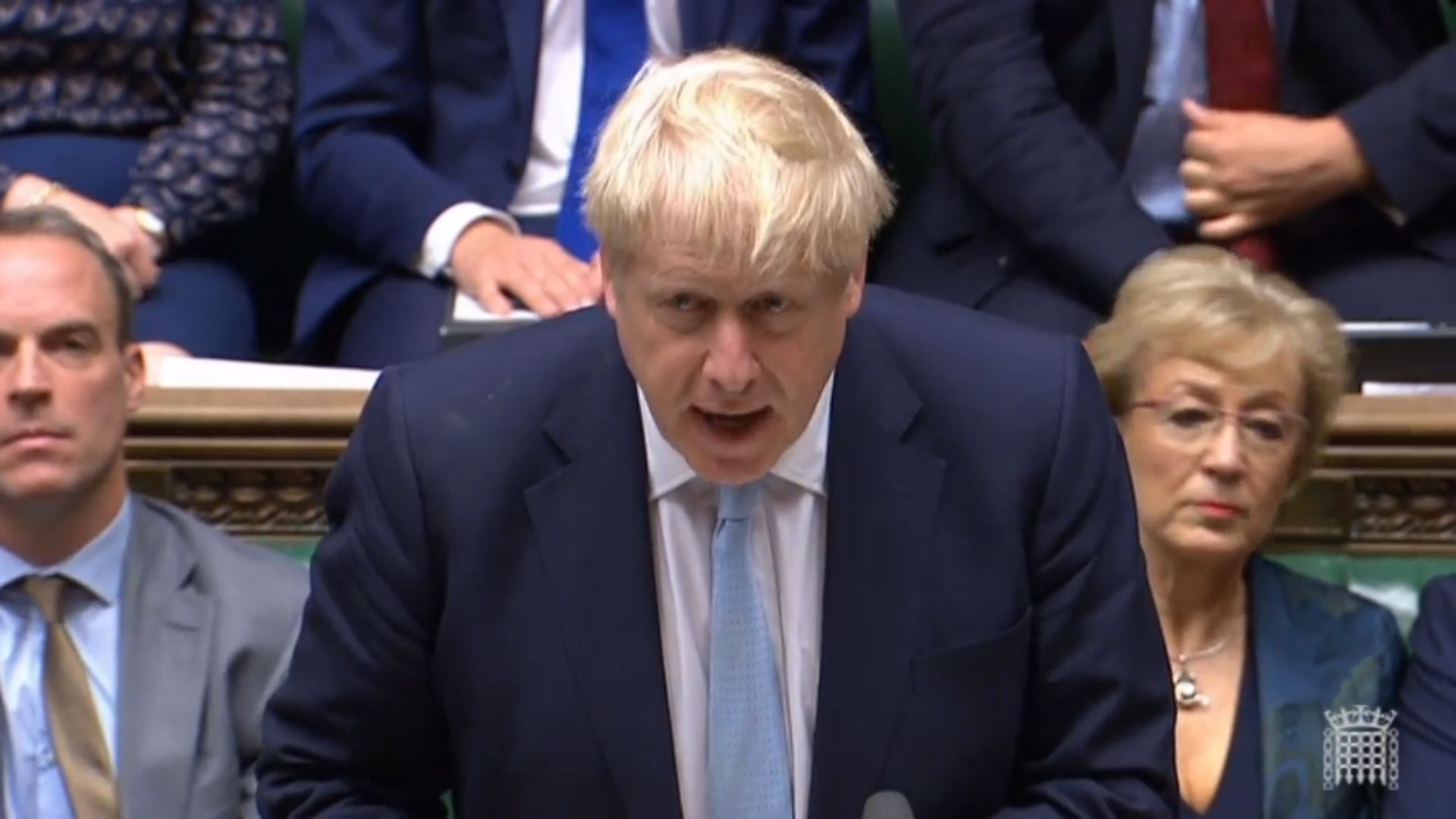 epa07891420 A grab from a handout video made available by the UK Parliamentary Recording Unit shows British Prime Minister Boris Johnson speaking during a session at the House of Commons in London, Britain, 03 October 2019. Boris Johnson was presenting to parliament his proposal for a Brexit deal.  EPA/UK PARLIAMENTARY RECORDING UNIT HANDOUT  HANDOUT EDITORIAL USE ONLY/NO SALES