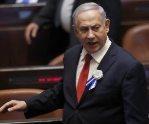 epa07892375 Israeli Prime Minister Benjamin Netanyahu attends the swearing in ceremony session of the 22nd Israeli parliament, in Jerusalem, Israeli, 03 October 2019. Reports state 120 lawmakers elected in the 17 September polls will attend the swearing in session.  EPA/ATEF SAFADI