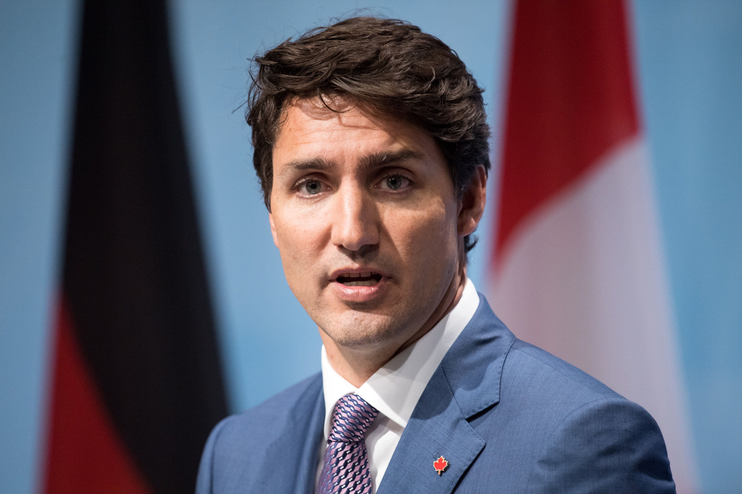 FILED - 08 July 2017, Hamburg: Canadian Prime Minister Justin Trudeau speaks during a press confrence at the conclusion of the two day G20 Summit. A video reportedly showing Canadian Prime Minister Justin Trudeau in blackface surfaced on Thursday, becoming the third instance of past racist behaviour by the leader seeking re-election. Photo: Bernd von Jutrczenka/dpa