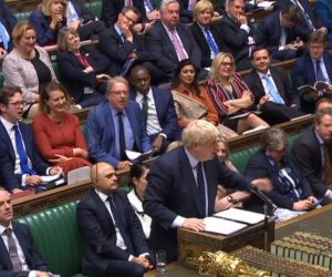 epa07920236 A grab from a handout video made available by the UK Parliamentary Recording Unit shows British Prime Minister Boris Johnson during a debate at the House of Commons in London, Britain, 14 October 2019. British parliament hold debates in the Queen's Speech done earlier in the day outlining the government's agenda.  EPA/UK PARLIAMENTARY RECORDING UNIT HANDOUT MANDATORY CREDIT: UK PARLIAMENTARY RECORDING UNIT HANDOUT EDITORIAL USE ONLY/NO SALES