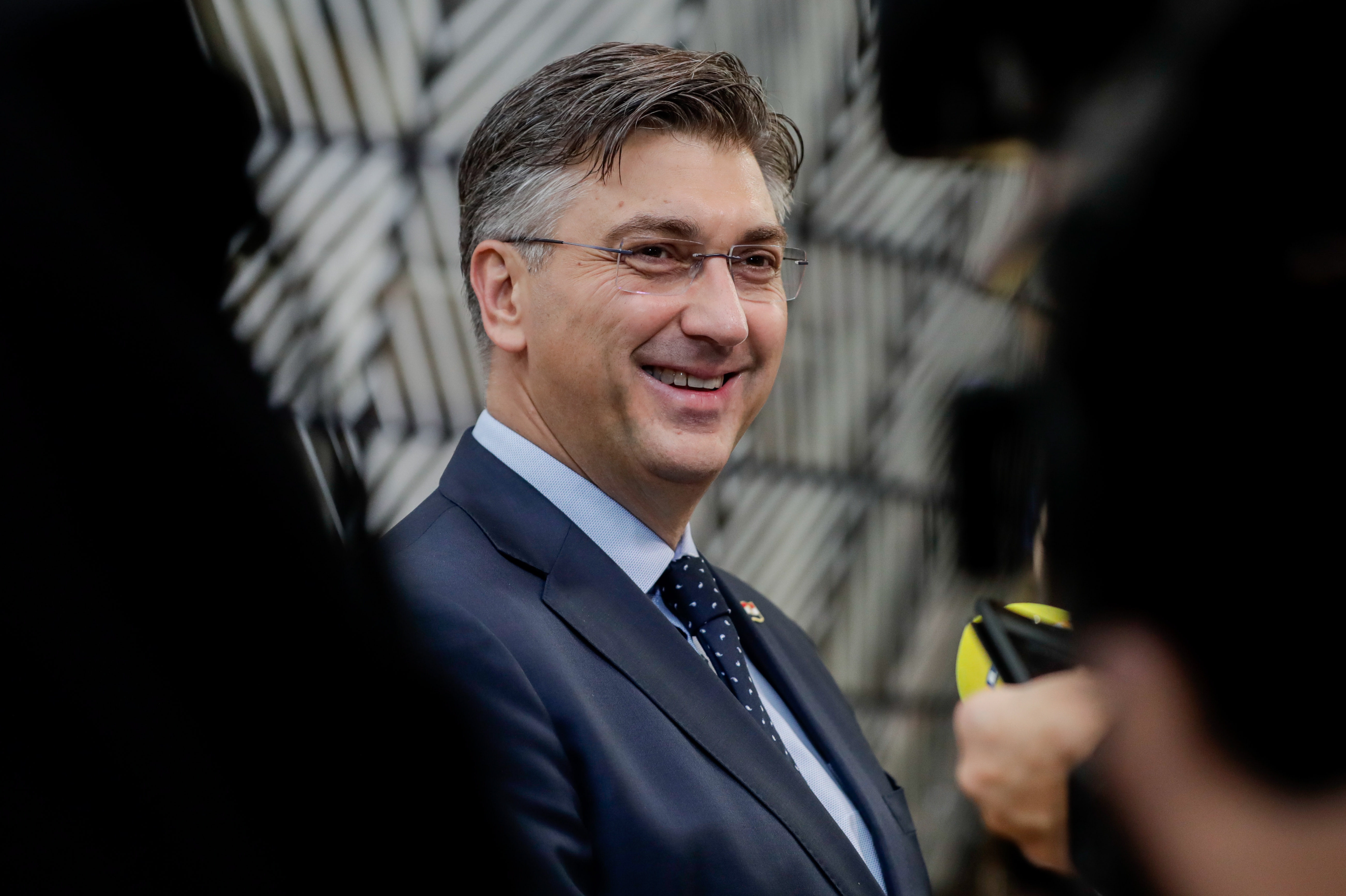 epa07929514 Croatian Prime Minister Andrej Plenkovic  arrives at the second day of a European Summit at the European Council in Brussels, Belgium, 18 October 2019.  The European Union (EU) and the British government have reached a tentative Brexit deal that still must be ratified.  EPA/STEPHANIE LECOCQ