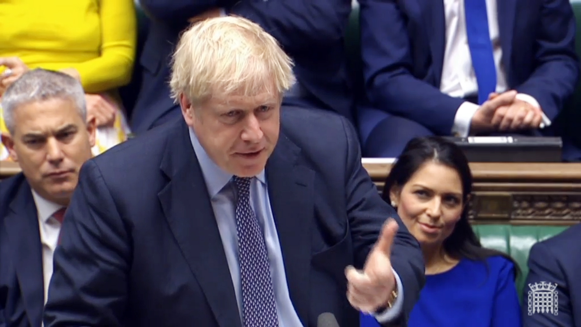 epa07932555 A grab from a handout video made available by the UK Parliamentary Recording Unit shows British Prime Minister Boris Johnson delivering a speech to MPs at the House of Commons in London, Britain, 19 October 2019. The European Union (EU) and the British government reached a tentative deal on Brexit that must be ratified by the UK Parliament 19 October.  EPA/UK PARLIAMENTARY RECORDING UNIT HANDOUT MANDATORY CREDIT: UK PARLIAMENTARY RECORDING UNIT HANDOUT EDITORIAL USE ONLY/NO SALES