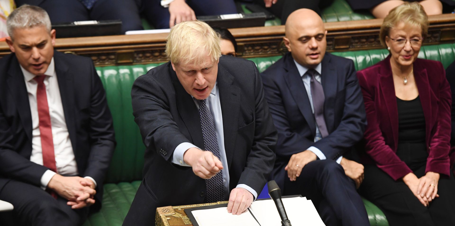epa07932972 A handout still image available by the UK Parliament shows British Prime Minister Boris Johnson addressing MPs during a debate on the revised Brexit deal at the House of Commons in London, Britain, 19 October 2019. The European Union (EU) and the British government reached a tentative deal on Brexit that must be ratified in a vote by the UK Parliament.  EPA/UK PARLIAMENT / JESSICA TAYLOR MANDATORY CREDIT: UK PARLIAMENT / JESSICA TAYLOR - Images must not be altered in any way. HANDOUT EDITORIAL USE ONLY/NO SALES