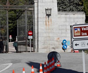 epa07938183 View of the entrance to Valle de Los Caidos Memorial in San Lorenzo del Escorial in Madrid, Spain, 21 October 2019. The mortal remains of late dictator Francisco Franco will be exhumed 24 October 2019 to be taken to Mingorrubio cemetery to follow orders of the Supreme Court. According to the Supreme Court's ruling, Franco will have to be buried in Mingorrubio cemetery in El Pardo, Madrid, against his family's will that had the intention of burying him in the Spanish capital's city center.  EPA/Mariscal