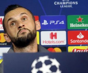 epa07940535 FC Internazionale's Marcelo Brozovic attends a press conference at Suning Training Center in Appiano Gentile, Como, Italy, 22 October 2019. FC Inter will face Borussia Dortmund in their UEFA Champions League Group F soccer match on 23 October 2019.  EPA/MATTEO BAZZI