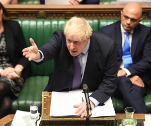 epa07940914 A handout picture made available by the UK Parliament shows British Prime Minister Boris Johnson speaking in the House of Commons in London, Britain, 22 October 2019. Johnson is urging MPs to back his Brexit deal in a final bid to get the UK to leave the EU by the end of the month.  EPA/JESSICA TAYLOR / UK PARLIAMENT / HANDOUT MANDATORY CREDIT: UK PARLIAMENT / JESSICA TAYLOR - Images must not be altered in any way. HANDOUT EDITORIAL USE ONLY/NO SALES