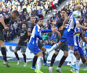 epa07951429 Hoffenheim's Andrej Kramaric (L) scores the second goal during the German Bundesliga soccer match between Hertha BSC and TSG 1899 Hoffenheim in Berlin, Germany, 26 October 2019.  EPA/OMER MESSINGER CONDITIONS - ATTENTION: The DFL regulations prohibit any use of photographs as image sequences and/or quasi-video.