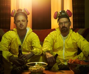 Jesse Pinkman (Aaron Paul) and Walter White (Bryan Cranston) - Breaking Bad _Season 5 - Photo Credit: Frank Ockenfels/AMC