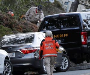 epa07965005 Contra Costa County Sheriff Search and Rescue search around a site of a shooting at a Halloween Party in short-term rental house in Orinda, California, USA, 01 November 2019. According to reports, four people were killed and several injured in a shooting on 31 October at a Halloween party in a private house.  EPA/JOHN G. MABANGLO