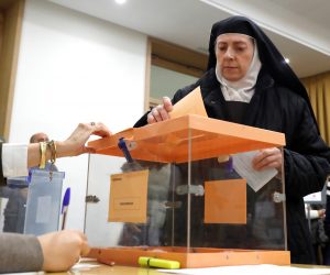 epa07985346 A nun votes at a polling station in Madrid, Spain, 10 November 2019. Spain holds general elections after Spanish socialist Primer Minister Pedro Sanchez failed to form government following 28 April elections.  EPA/BALLESTEROS