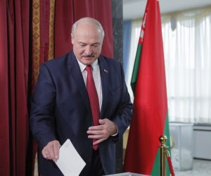 epa08003238 Belarusian President Alexander Lukashenko casts his ballot at a polling station in Minsk, Belarus, 17 November 2019. Belarussians went to polls on Sunday to elect a new parliament.  EPA/SERGEY DOLZHENKO