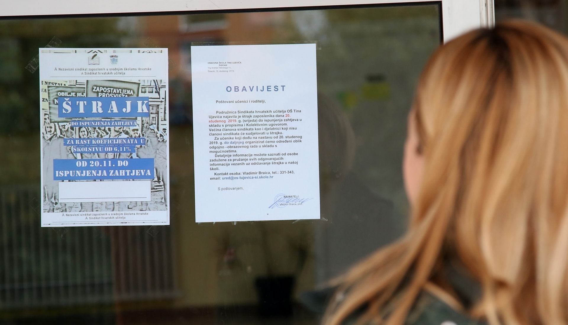 21.11.2019.,Sibenik-U skolama nastavljen strajk do ispunjenja zahtjeva.
Photo: Dusko Jaramaz/PIXSELL