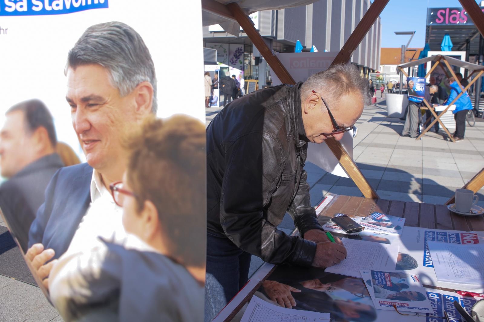 23.11.2019., Osijek - Branimir Glavas je na standu za prikupljanje potpisa podrske Milanovicu za predsjednickog kandidata, dao svoj potpis.
Photo: Dubravka Petric/PIXSELL