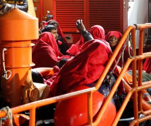 epa08028036 Around 70 migrants arrive to Melilla's Port after they were rescued on a small canoe thirty miles near Melilla's coast, Spain, 26 November 2019. Three migrants died, 10 are missing at sea and five arrived to the port seriously injured.  EPA/FG Guerrero