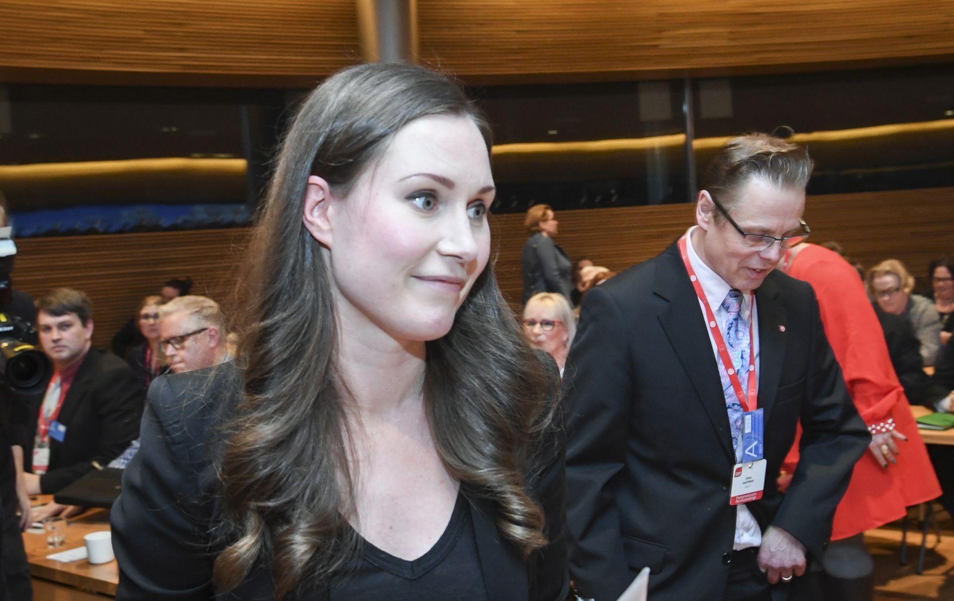 epa08056672 Social Democratic Party of Finland (SDP) deputy leader Sanna Marin attends a SDP party event in Helsinki, Finland, 08 December 2019 (issued 09 December 2019), where she was elected to the post of prime minister. Marin, who has been a member of the Finnish Parliament since 2015 and the country's Transport Minister since June 2019, is to become the world's youngest prime minister at the age of 34.  EPA/KIMMO BRANDT