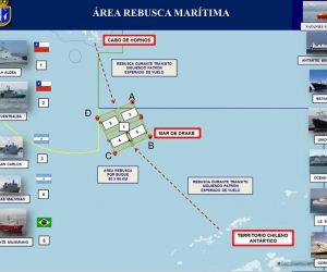 epa08062891 A handout graphic made available by Chile Air Force (FACh) that shows the operation in the search area of the military aircraft Hercules C-130, 11 December 2019. The military aircraft with 38 people on board went missing while en-route to the country's base in Antarctica, Chile's Air Force confirmed in the evening of 09 December 2019. The aircraft took off from Punta Arenas at 16:55 local time (19:55 GMT), and operators lost contact at 18:13 local time (21:13 GMT).  EPA/CHILEAN AIR FORCE / HANDOUT  HANDOUT EDITORIAL USE ONLY/NO SALES