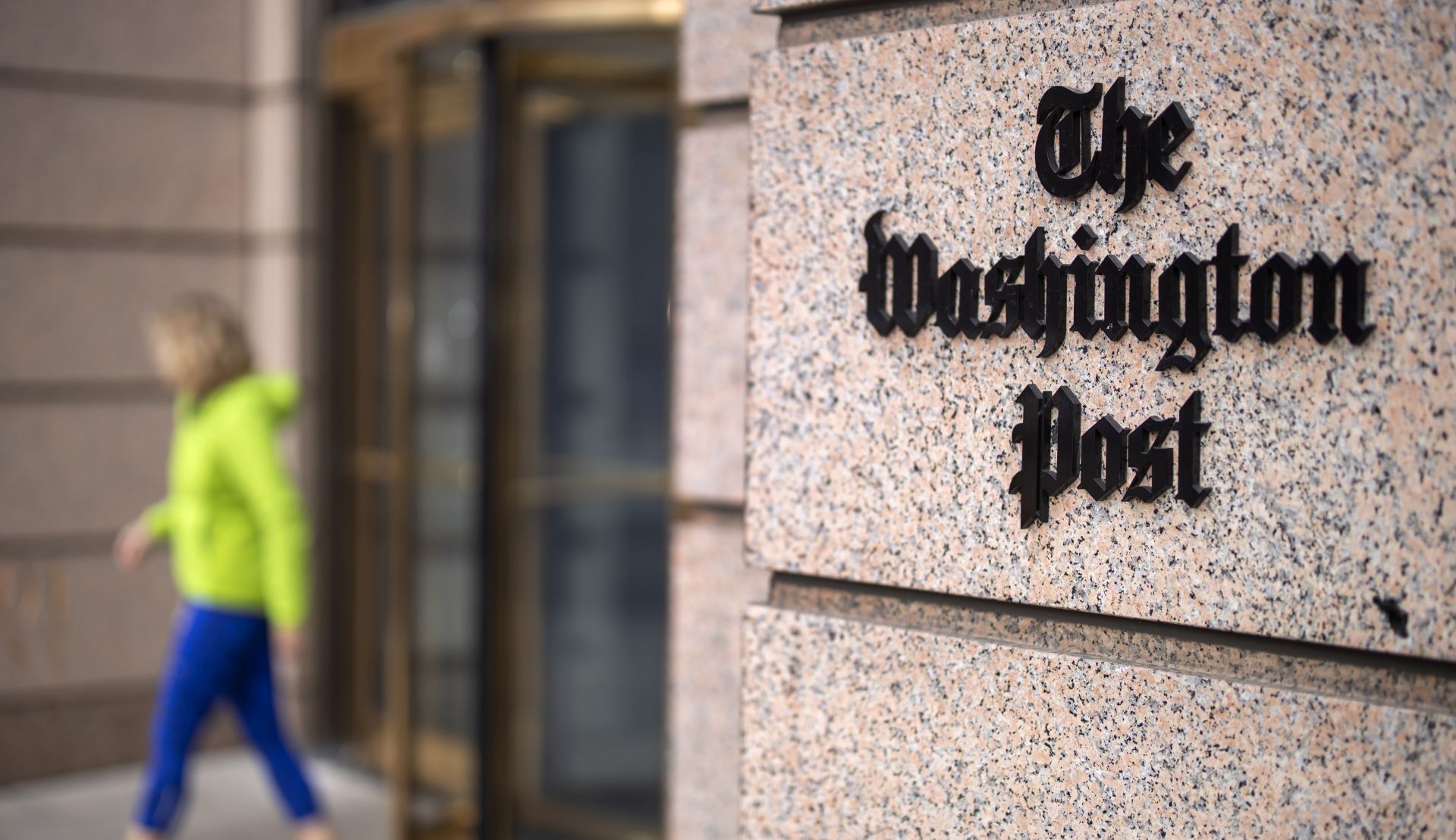 epa08088370 The entrance to 'The Washington Post' newspaper in Washington, DC, USA, 23 December 2019. According to Saudi Arabian state media reports on 23 December 2019, Saudi Arabia's public prosecutor said a total of five suspects have been sentenced to death by a court in Riyadh in relation to the murder of Saudi journalist and Washington Post columnist Jamal Khashoggi. Khashoggi was killed while visiting the Saudi consulate in Istanbul, Turkey on 02 October 2018 to do a routine paperwork. Three others of a total of 11 suspects were given jail sentences totaling 24 years.  EPA/ERIK S. LESSER