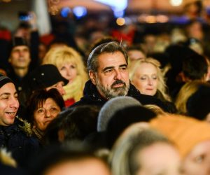 1.1.2019., Zagreb  - Docek  Nove godine na Trgu bana Jelacica. Nadan Vidosevic u guzvi na trgu   Photo: Josip Regovic/PIXSELL