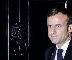 NATO leaders meet at Downing Street in London France's President Emmanuel Macron leaves Downing Street after talks with Britain's Prime Minister Boris Johnson, ahead of the NATO summit in Watford, in London, Britain, December 3, 2019. REUTERS/Lisi Niesner     TPX IMAGES OF THE DAY Lisi Niesner