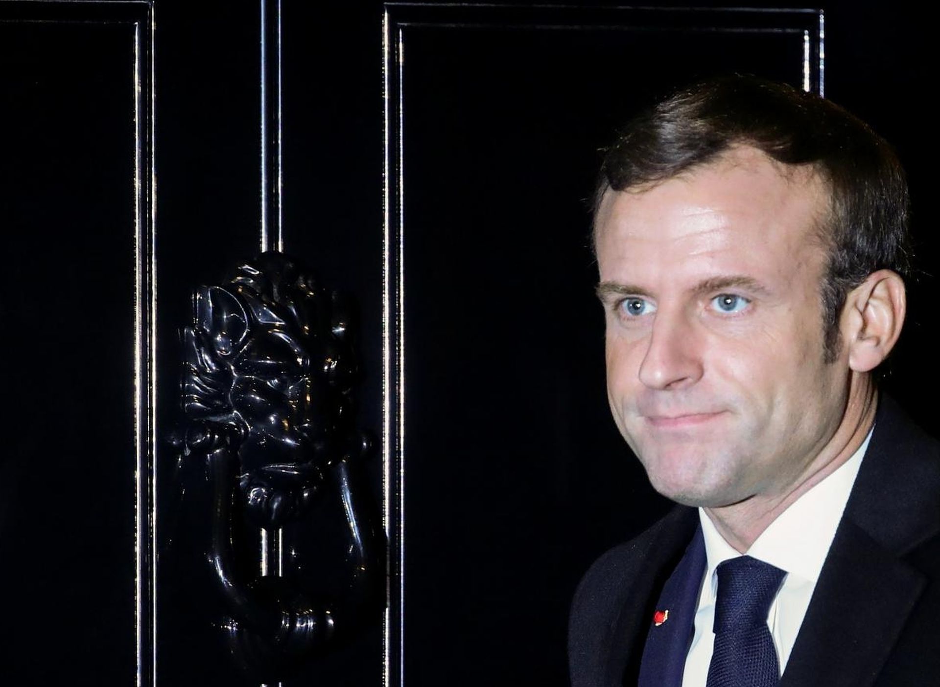 NATO leaders meet at Downing Street in London France's President Emmanuel Macron leaves Downing Street after talks with Britain's Prime Minister Boris Johnson, ahead of the NATO summit in Watford, in London, Britain, December 3, 2019. REUTERS/Lisi Niesner     TPX IMAGES OF THE DAY Lisi Niesner
