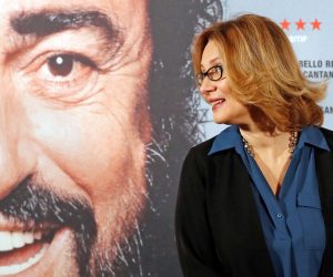 epa08076528 Pavarotti's widow Nicoletta Mantovani poses during the presentation of the documentary 'Pavarotti', in Madrid, Spain, 17 December 2019. The film was directed by US director Ron Howard.  EPA/Ballesteros