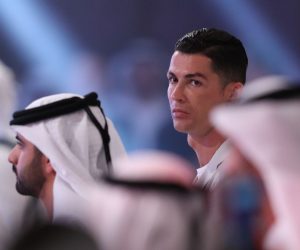 epa08092365 Cristiano Ronaldo (R), Portuguese National Team and Italy's Juventus FC player attends the first day of the Dubai International Sports Conference in Dubai, United Arab Emirates, 28 December 2019. This year is the 14th Dubai International Sports Conference.  EPA/ALI HAIDER