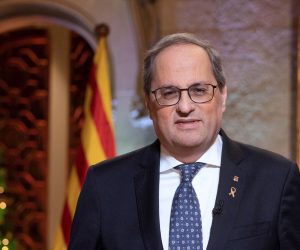 epa08095285 A handout photo made available by the Catalan Regional Government shows Catalan regional President Quim Torra during his traditional New Year's speech in Barcelona, Catalonia, Spain, 30 December 2019.  EPA/Ruben Moreno HANDOUT  HANDOUT EDITORIAL USE ONLY/NO SALES