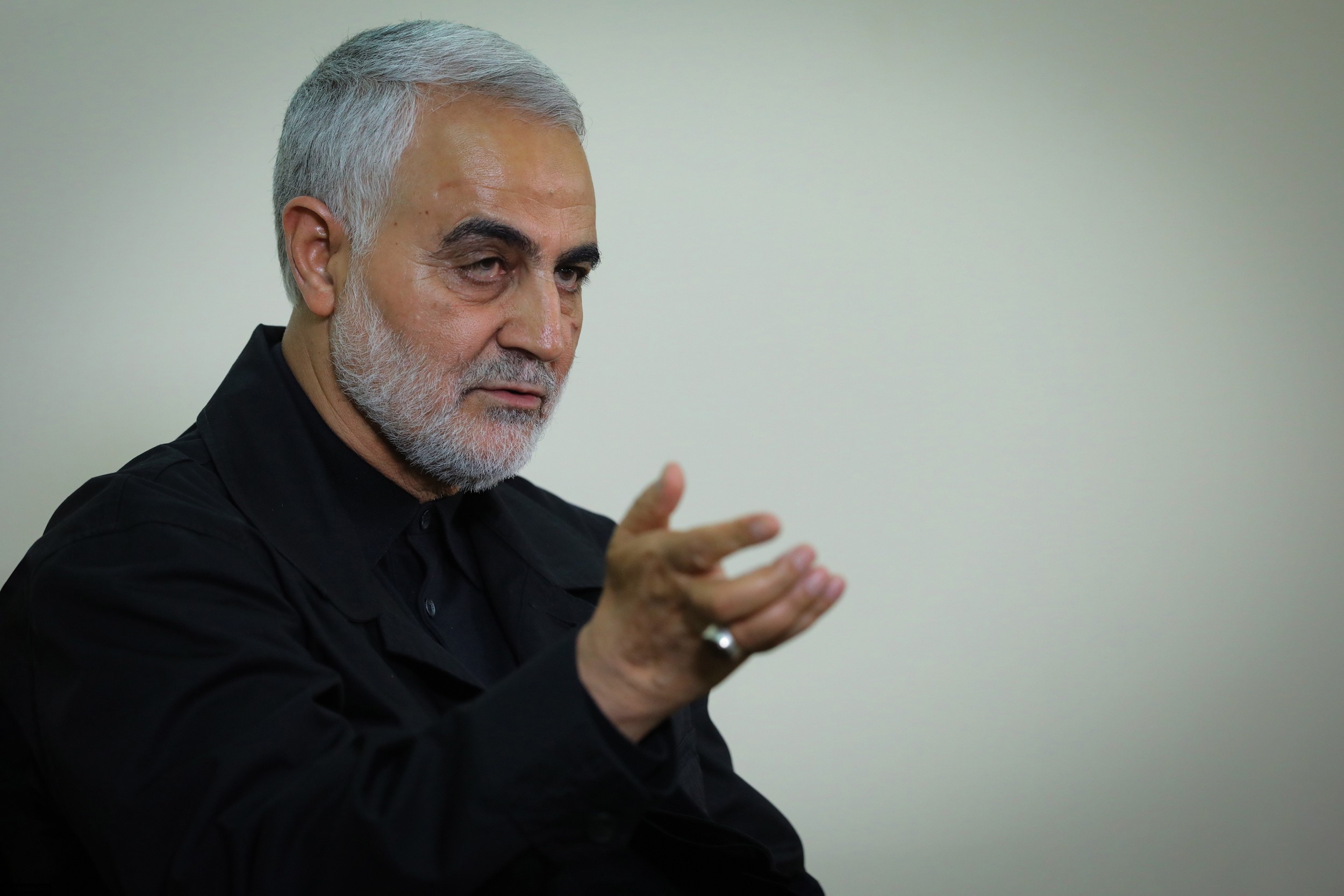 epa08099372 (FILE) - A handout photo made available by the Iranian Supreme Leader's office shows Iranian Revolutionary Guards Corps (IRGC) Lieutenant general and commander of the Quds Force Qasem Soleimani during an interview with a member of the Supreme Leader's office in Tehran, Iran, 01 October 2019 (reissued 03 January 2020). Iran's Quds Force leader Soleimani and Iraqi militia commander Abu Mahdi al-Muhandis were killed on 03 January 2020 following a US airstrike at Baghdad's international airport, the Pentagon confirmed. The attack comes amid escalating tensions between Tehran and Washington.  EPA/IRANIAN SUPREME LEADER'S OFFICE HANDOUT  HANDOUT EDITORIAL USE ONLY/NO SALES