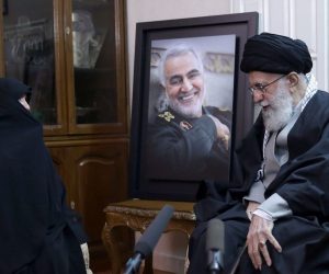 epa08100533 A handout photo made available by the supreme leader office shows, Iranian supreme leader Ali Khamenei (R) meets with the family of Iranian Revolutionary Guards Corps (IRGC) Lieutenant general and commander of the Quds Force Qasem Soleimani at his home in Tehran, Iran, 03 January 2020. The Pentagon announced that Iran's Quds Force leader Qasem Soleimani and Iraqi militia commander Abu Mahdi al-Muhandis were killed on 03 January 2020 following a US airstrike at Baghdad's international airport. The attack comes amid escalating tensions between Tehran and Washington.  EPA/IRAN SUPREME LEADER OFFICE HANDOUT HANDOUT  HANDOUT EDITORIAL USE ONLY/NO SALES