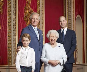 epa08101670 A new portrait dated 18 December 2019 and made available 04 January 2020, showing  Queen Elizabeth II, the Prince of Wales, the Duke of Cambridge and Prince George, released to mark the start of a new decade. This is only the second time such a portrait has been issued. The first was released in April 2016 to celebrate Her Majesty's 90th birthday. The portrait was then used on special commemorative stamps released by the Royal Mail. This new portrait was taken by the same photographer, Ranald Mackechnie in the Throne Room at Buckingham Palace. 

RESTRICTIONS APPLY - Editorial use only, no commercial use whatsoever of the photograph (including any use in merchandising, advertising or any other non-editorial use); not for use after 15th January 2020 without prior permission from Royal Communications. The photograph must not be digitally enhanced, manipulated or modified in any manner or form and must include all of the individuals in the photograph when published.  EPA/RANALD MACKECHNIE HANDOUT MANDATORY CREDIT: RANALD MACKECHNIE / PRESS ASSOCIATION IMAGES  EDITORIAL USE ONLY/NO SALES