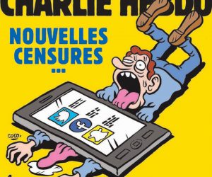 epa08107835 A handout photo made available by the Majorelle PR Agency on 06 January 2020 shows the cover of the special issue of French satirical weekly Charlie Hebdo with a cartoon by French artist Coco to mark the fifth anniversary of the Charlie Hebdo attacks, reading 'New censorship... New dictatorship'. Commemorations will mark the fifth anniversary of the terror attacks at the Charlie Hebdo offices that took place on 07 January 2015.  EPA/CHARLIE HEBDO HANDOUT MANDATORY CREDIT: CHARLIE HEBDO HANDOUT EDITORIAL USE ONLY/NO SALES/NO ARCHIVES *** Local Caption *** 53984746