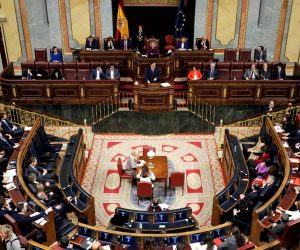 epa08109956 Spanish acting Prime Minister Pedro Sanchez delivers his speech at the start of the second investiture voting at the Lower House in Madrid, Spain, 07 January 2020. The Spanish Parliament holds the second investiture voting at Parliament in which acting Prime Minister Pedro Sanchez is expected to win by a tight majority.  EPA/Juan Carlos Hidalgo / POOL