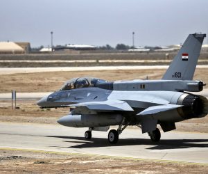 epa08123040 (FILE) - One of four F-16 fighter jets sits on a runway during the delivery ceremony in Balad Air Base in Salahuddin province, northern Iraq, 20 July 2015 (reissued 12 January 2020). According to reports, four soldiers were injured on 12 January 2020 after rockets hit the Iraqi airbase. The base is reported to also host US troops.  EPA/ALI ABBAS  EPA-EFE/ALI ABBAS *** Local Caption *** 52063486
