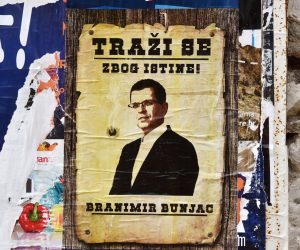 28.11.2019., Sibenik - U Sibeniku osvanuli plakati s porukom "Trazi se zbog istine Branimir Bunjac". Photo: Hrvoje Jelavic/PIXSELL