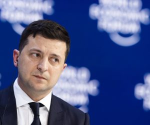 epa08151330 Volodymyr Zelensky, President of Ukraine during a plenary session during the 50th annual meeting of the World Economic Forum, WEF, in Davos, Switzerland, 20 January 2020. The meeting brings together entrepreneurs, scientists, corporate and political leaders in Davos from January 21 to 24.  EPA/GIAN EHRENZELLER