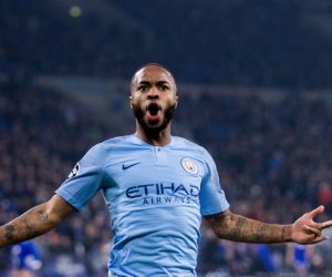 FILED - 20 February 2019, North Rhine-Westphalia, Gelsenkirchen: Manchester City's Raheem Sterling celebrates scoring a goal during the Champions League round of 16 second leg soccer match between FC Schalke 04 and Manchester City in the Veltins Arena. terling is set to be out of action "for weeks" with a hamstring injury, manager Pep Guardiola said Friday. Photo: Rolf Vennenbernd/dpa