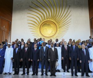 epa08205613 African leaders pose for a group photo during the 33rd African Union Summit in Addis Ababa, Ethiopia, 09 February 2020. African leaders are gathering in Ethiopian capital for an annual meeting to discuss violence and conflicts in the continent.  EPA/STR