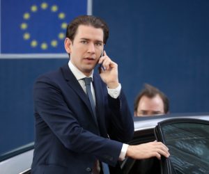 epa08233648 Austria's Chancellor Sebastian Kurz arrives for the second day of a Special European Council summit in Brussels, Belgium, 21 February 2020. EU heads of state or government gather for a special meeting to discuss the EU’s long-term budget for 2021-2027.  EPA/LUDOVIC MARIN / POOL
