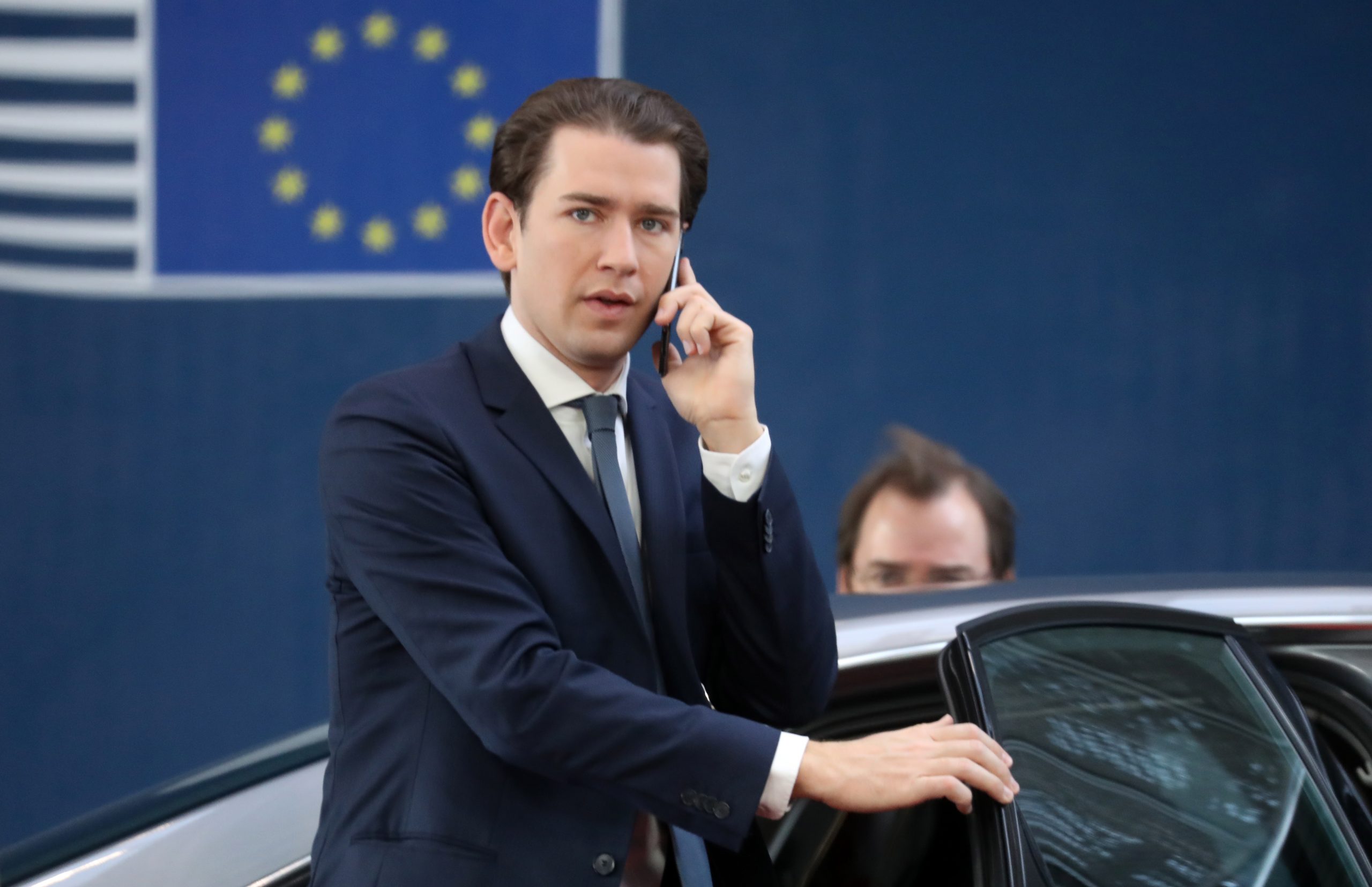 epa08233648 Austria's Chancellor Sebastian Kurz arrives for the second day of a Special European Council summit in Brussels, Belgium, 21 February 2020. EU heads of state or government gather for a special meeting to discuss the EU’s long-term budget for 2021-2027.  EPA/LUDOVIC MARIN / POOL