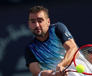 epa08246488 Marin Cilic of Croatia in action during his first round match against Benoit Paire of France at the Dubai Duty Free Tennis ATP Championships 2020 in Dubai, United Arab Emirates, 25 February 2020.  EPA/ALI HAIDER